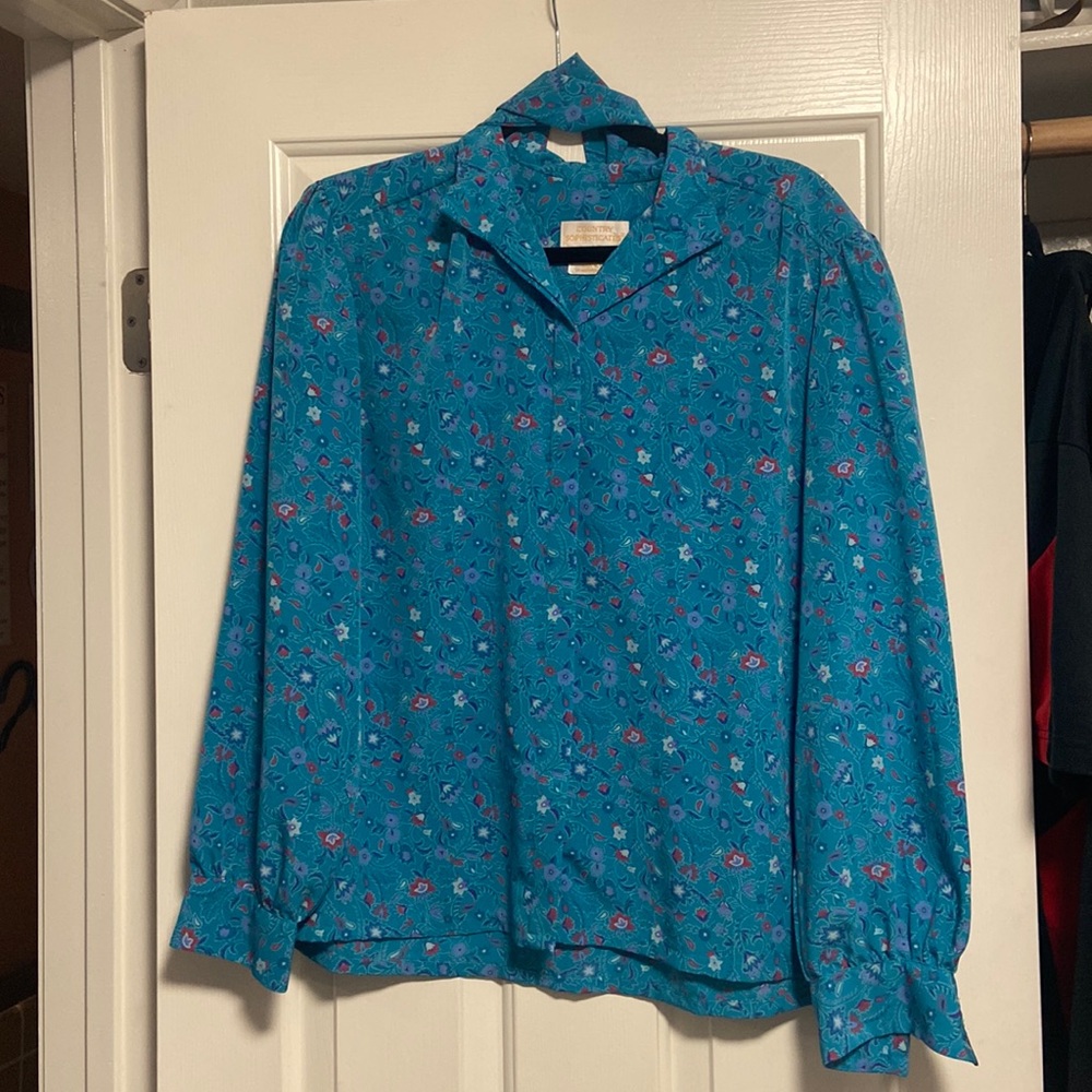 Pendelton | Vintage Teal Tie Paisley Blouse Top